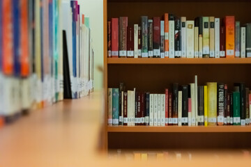 A library shelf with books arranged according to a classification system. The topographic signature...