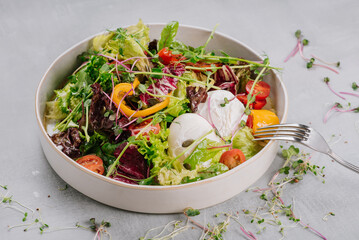 Vegetarian dish with vegetables, greens, salad, healthy food