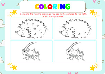 Animals coloring page for kids.