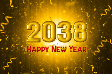 2038 Happy new year template design isolation background with luxury design concept,  Illustration.