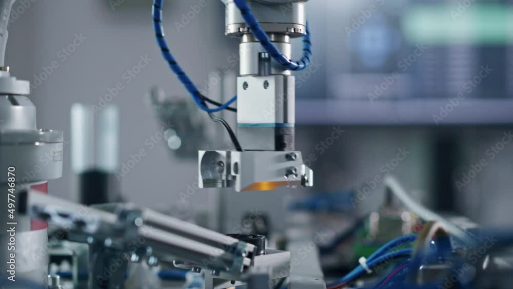 Leinwandbilder robotics industry four engineering facility robot arm moving at different directions. high tech indu