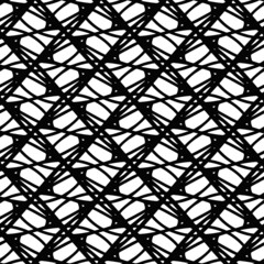 Fototapeta premium . Interlacing threads. Abstract vector seamless pattern. Black and white background.