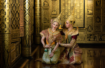 Khon, Is a classical Thai dance in mask. Except for these two characters who weren't wearing masks.