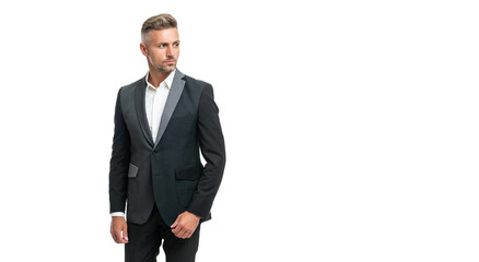 mature man in suit. businessman isolated on white. business concept with copy space
