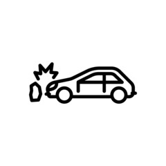 Obstacle on Road. Auto Accident. Road Accident. Vector sign in simple style isolated on white background.
