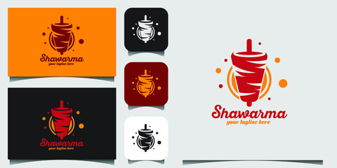 Set of doner kebab logo templates. Vector creative labels for Turkish and Arabian fast food restaurant