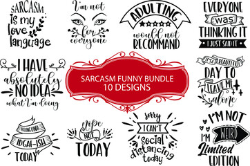 Fototapeta premium Sarcasm Funny Quotes Bundle Vector Illustration vol 1