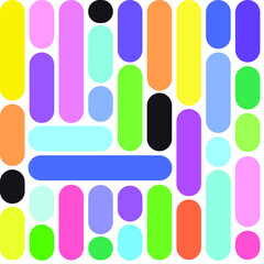 Vintage vector seamless pattern in  70s and 60s style. Funky background with lines. Psychedelic modern texture with abstract geometric shapes for wallpaper and other decoration or print ornament.