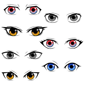 Colorful boho eyes collection isolated on white, modern design, Cartoon woman eyes and eyebrows with lashes. Isolated vector illustration. Can be used for T-shirt print, poster and cards.