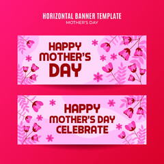 Happy Mother's Day Retro Web Banner for Social Media Horizontal Poster, banner, space area and background