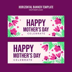 Happy Mother's Day Retro Web Banner for Social Media Horizontal Poster, banner, space area and background