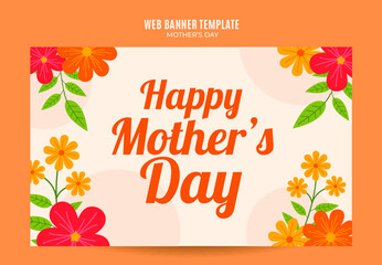 Obraz premium Happy Mother's Day Retro Web Banner for Social Media Poster, banner, space area and background