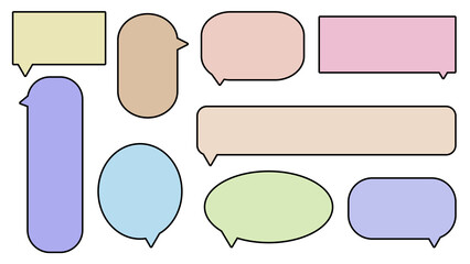 set of the cute colorful speech bubble, conversation box, message box, chatbox, speaking bubble