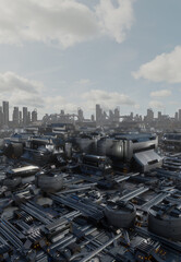 Future City - Heavy Industry District, 3d digitally rendered science fiction illustration