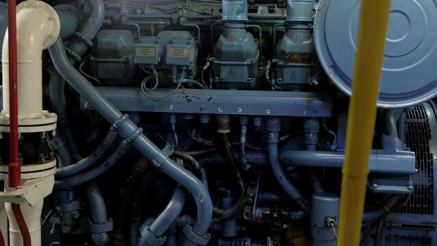 Engine of diesel generator in engine room