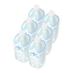 日用品のイラスト素材　ペットボトル　飲料水　ラベル付　半ダース（2_4）