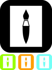 Artist brush on blank canvas ready for painting. Vector icon isolated