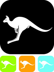 Kangaroo silhouette sign. Vector icon isolated on white