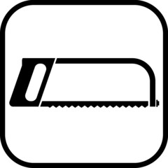 Metal cutting hand saw isolated on white. Hacksaw vector icon