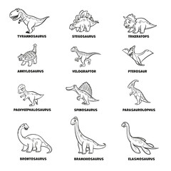 set of cute cartoon dinosaurs to coloring - 497752616