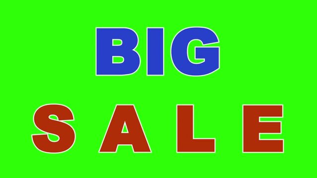 Big sale animated text falling and bouncing on the green screen 