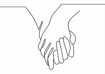 Holding hands simple drawing vector