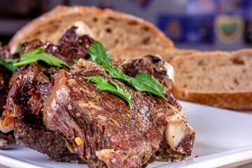 Slices of baked beef with spices for sandwiches