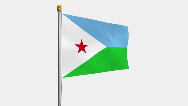 A loop video of the Djibouti flag swaying in the wind from the left perspective.