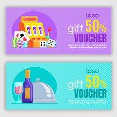 Set of entertainment discount voucher. Vector illustration