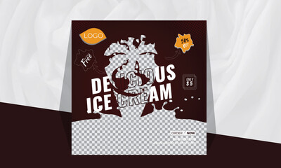 Today's Special Delicious ice cream social media promotion and Instagram banner post design template Premium