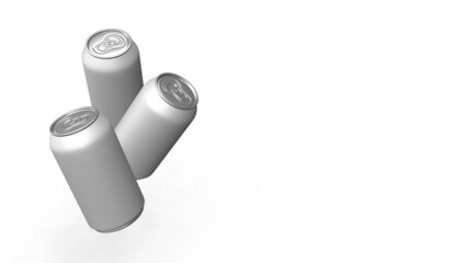 Three drink can mockup composition 3D illustration rendering object for mockup