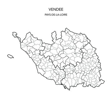 Vector Map of the Geopolitical Subdivisions of the French Department of Vendée Including Arrondissements, Cantons and Municipalities as of 2022 - Pays De La Loire - France