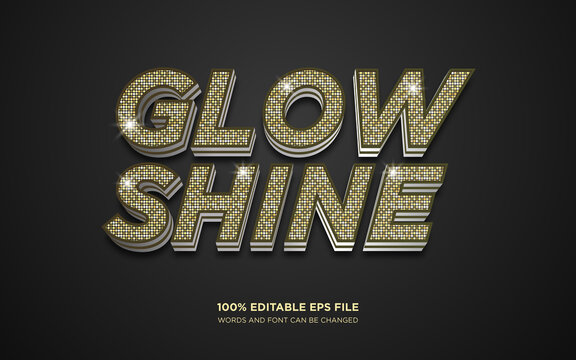 Glow and Shine gold editable text style effect	
