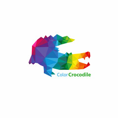 Crocodile abstract triangle design concept element isolated on a white backgrounds, vector illustration
