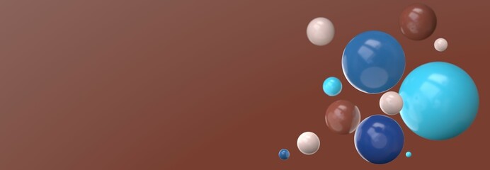Abstract background with spheres and copy space. 3D image.