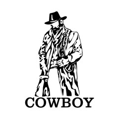 cowboy illustration icon logo design vector	
