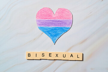 Heart with bisexual flag drawn. Pride, equality and rights.