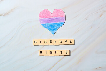 Heart with bisexual flag drawn. Pride, equality and rights.