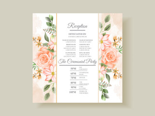 Beautiful flowers and leaves wedding invitation card template