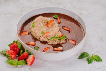 Dietary strawberry and blueberry puree. Vegetarian menu