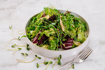 Vegetarian dish with vegetables, greens, salad, healthy food