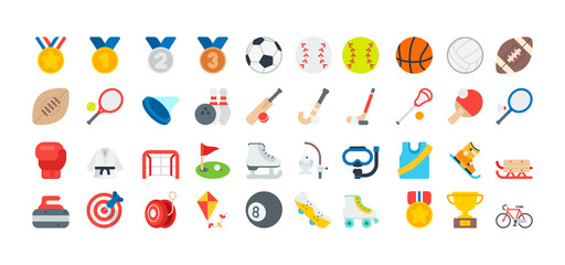 All Sport Emoticons Collection. Ball Sports Emoji Icons Set. All Sport Emojis in One Set