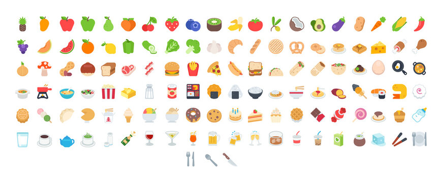 All Vector Food Emoticons in One big Set. Food Emoji Set