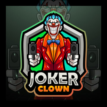 Joker clown mascot. esport logo design  
