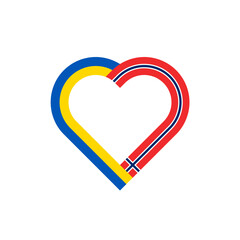 unity concept. heart outline icon of ukraine and norway flags. vector illustration isolated on white background