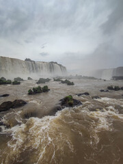 viewpoint overlooking the Iguaçu Falls. Iguaçu Falls is a set of about 275 waterfalls on the Iguaçu River.