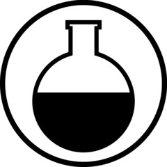 Erlenmeyer flask with chemical solution. Chemical laboratory equipment vector icon isolated on white