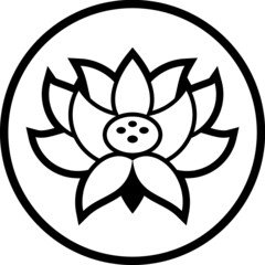 Lotus flower head oriental Buddhist symbol. Vector icon isolated