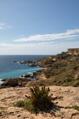 Fototapeta premium Panoramic scenic view of the coast of Malta. Discovering Malta island, Europe. Hiking in Malta. Active life in Malta