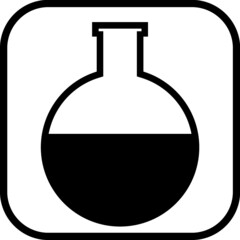 Erlenmeyer flask with chemical solution. Chemical laboratory equipment vector icon isolated on white